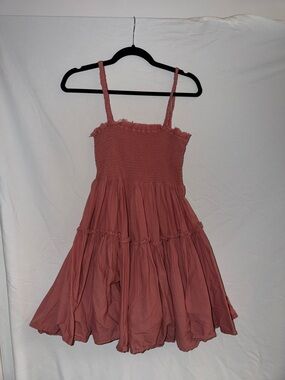 Girls' Smocked Strappy Dress in Dusty Rose